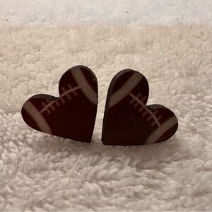 Heart-Shaped Football Earrings